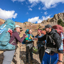HMI Students take a festive water break in the Sawatch Range, CO.
